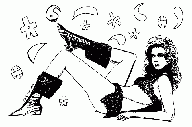 Jane Fonda as Barbarella. A drawing by Paul Rance.